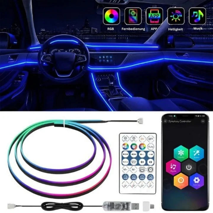 Car Interior LED Strips Multicolor App & Remote Control