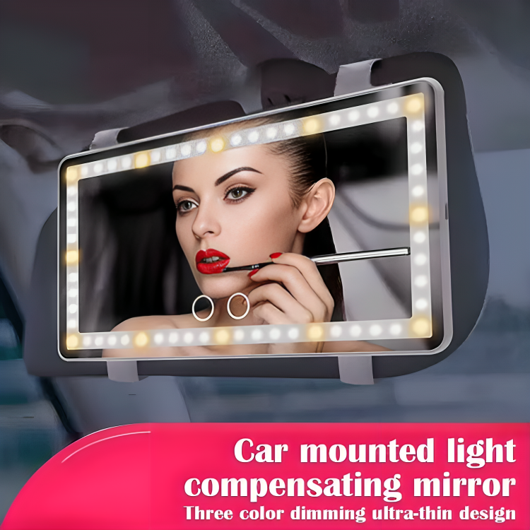 Car Makeup Mirror Adjustable LED HD Glass Rechargeable