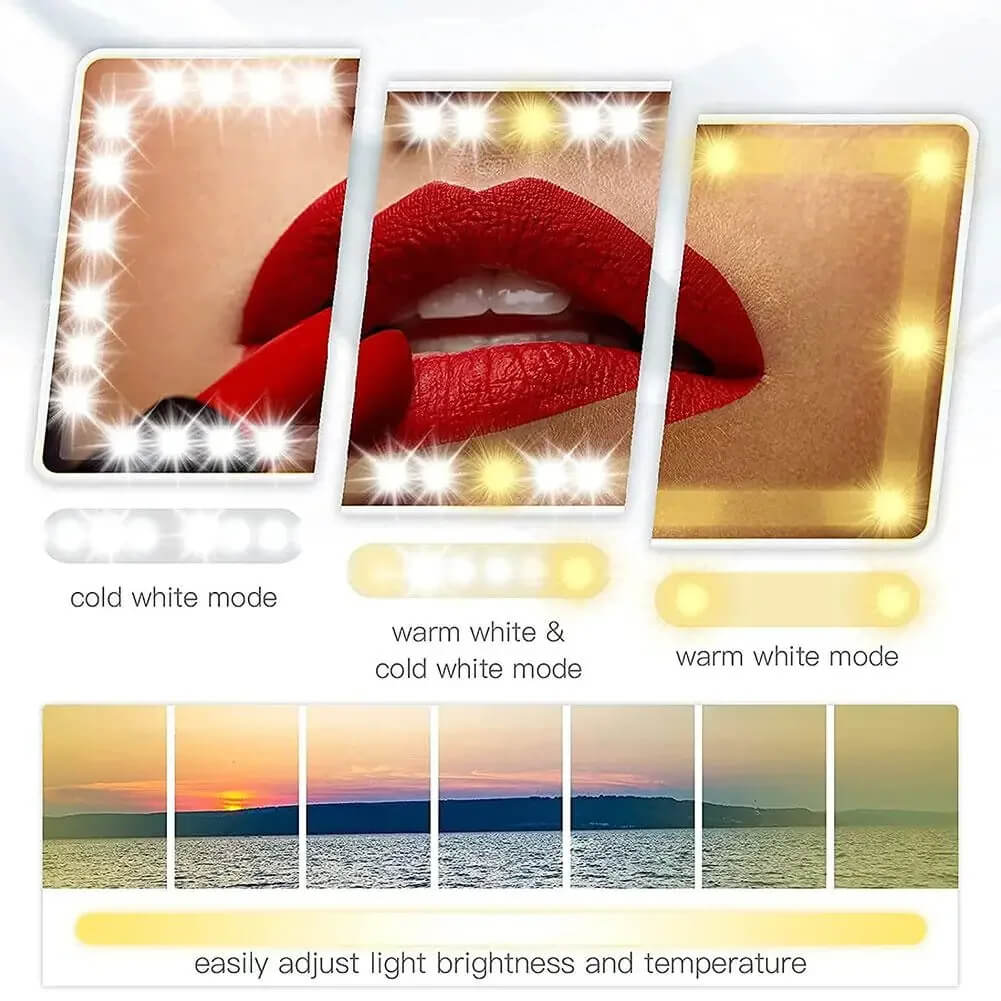 Car Makeup Mirror Adjustable LED HD Glass Rechargeable