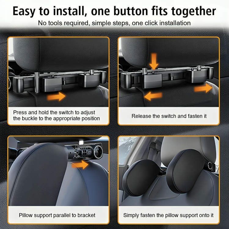 Car Neck Pillow U-Shape Adjustable Strap & Removable Cover