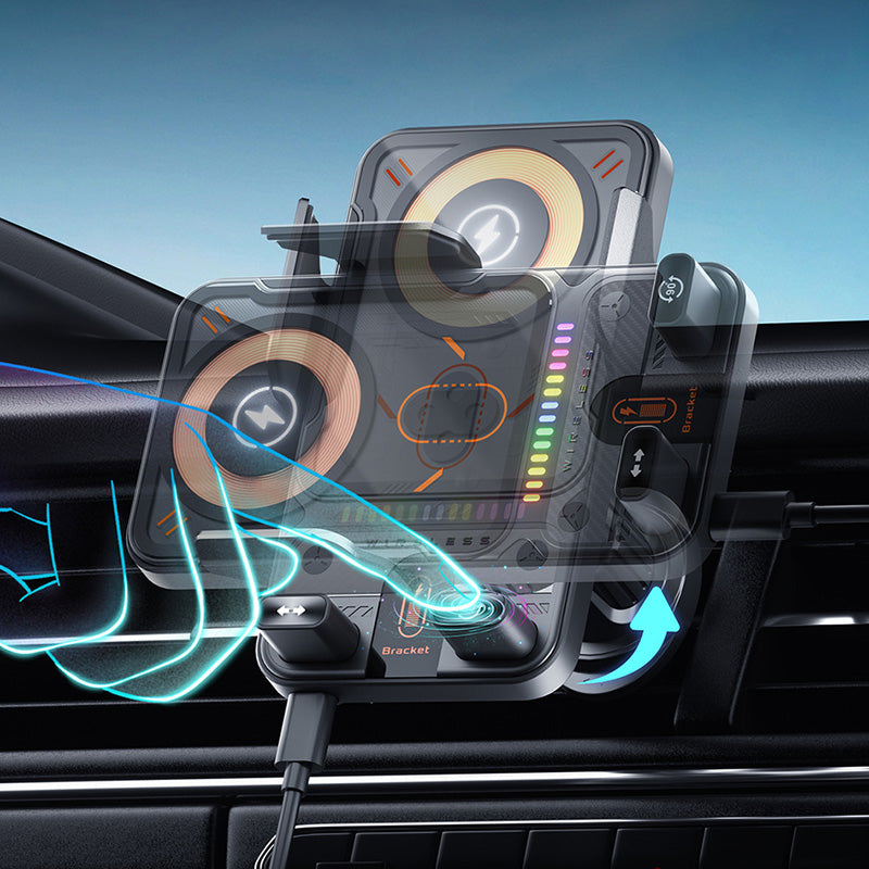 Car Phone Holder 15W Fast Wireless Auto-Clamp Vent Mount