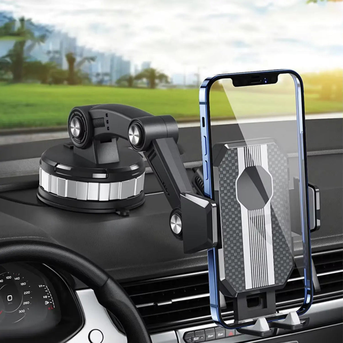 Car Phone Holder Suction Cup Mount & 360° Swivel