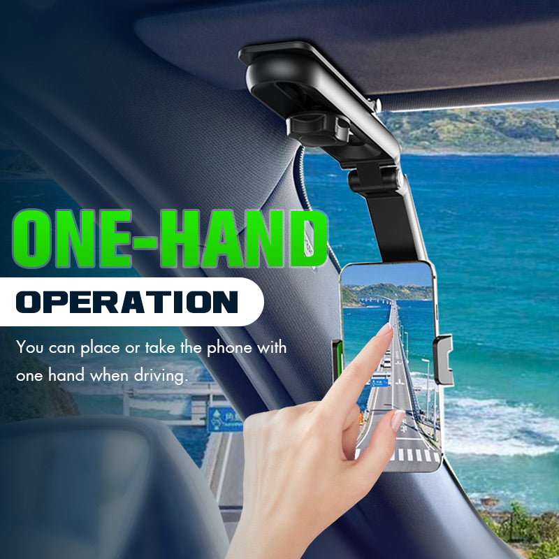 Car Phone Mount 1080° Rotation Curved Base One-Handed Use