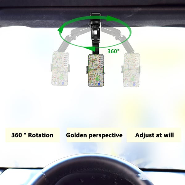 Car Phone Mount 1080° Rotation Curved Base One-Handed Use