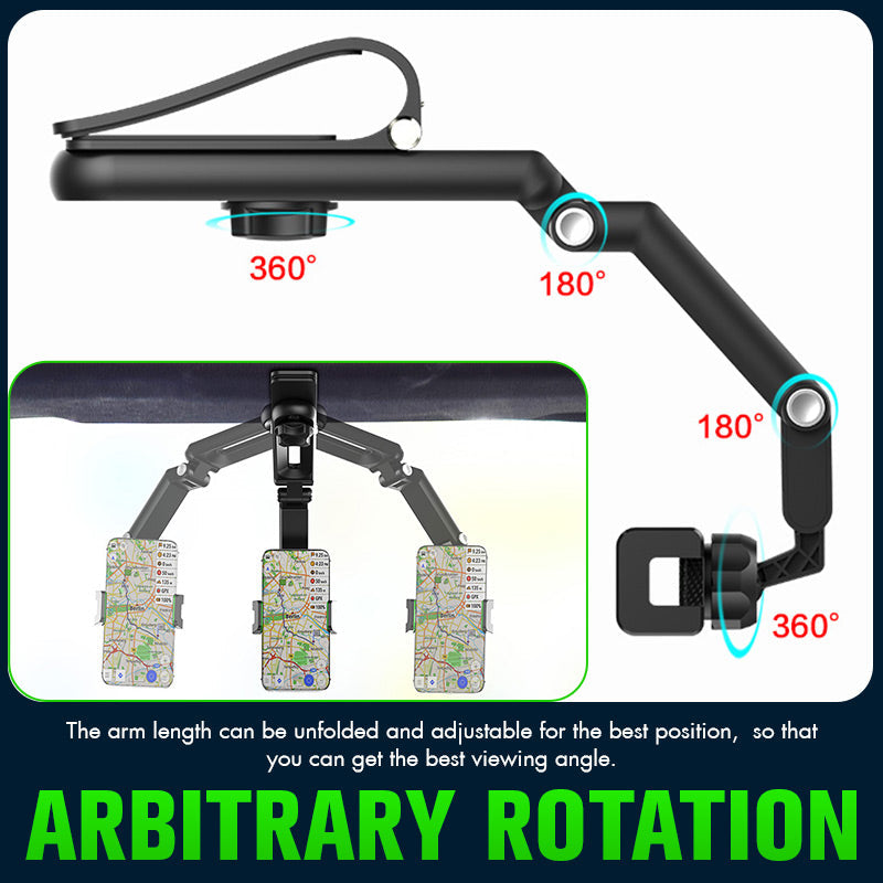 Car Phone Mount 1080° Rotation Curved Base One-Handed Use