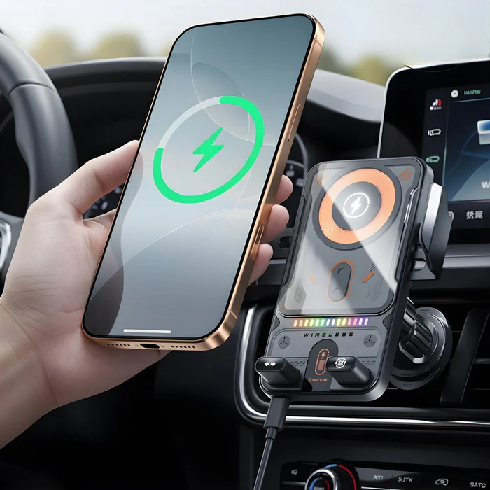 Car Phone Mount 15W Wireless Auto Clamp Vent Clip