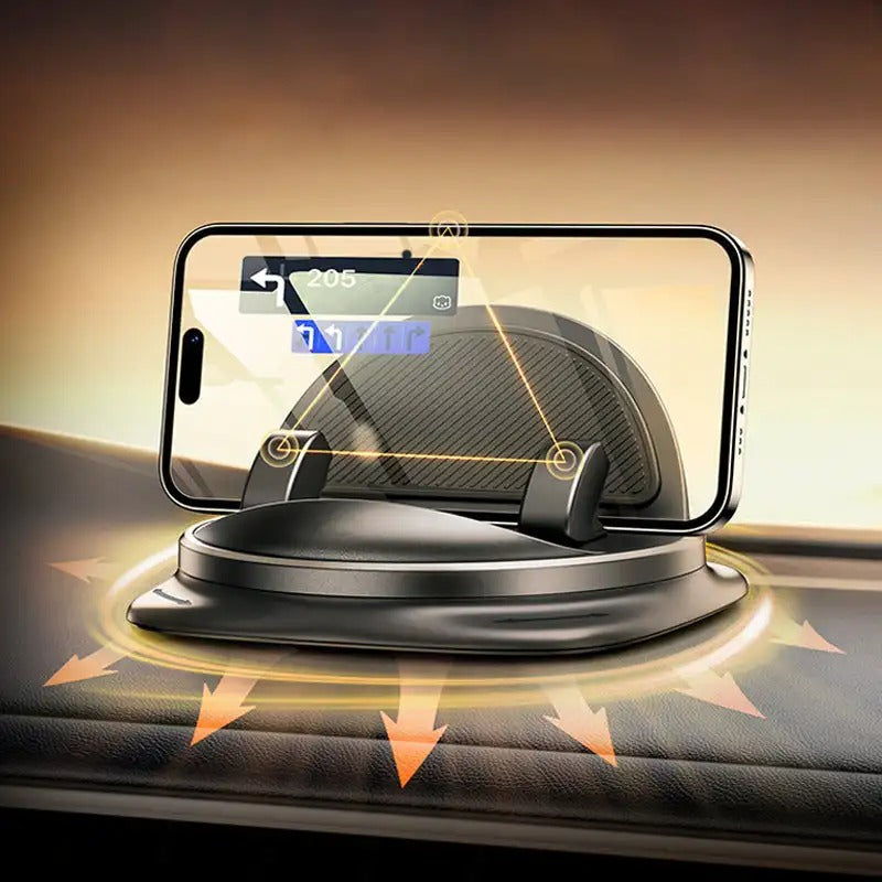 Car Phone Mount Automatic Clamping 360° Rotation Reusable Adhesive