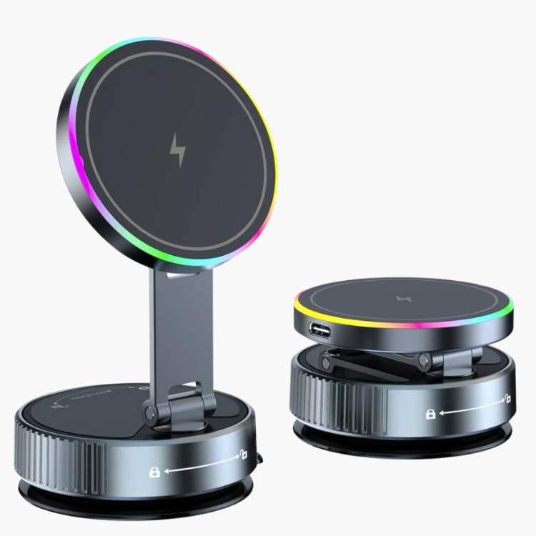 Car Phone Mount Magnetic 15W Wireless Suction Cup