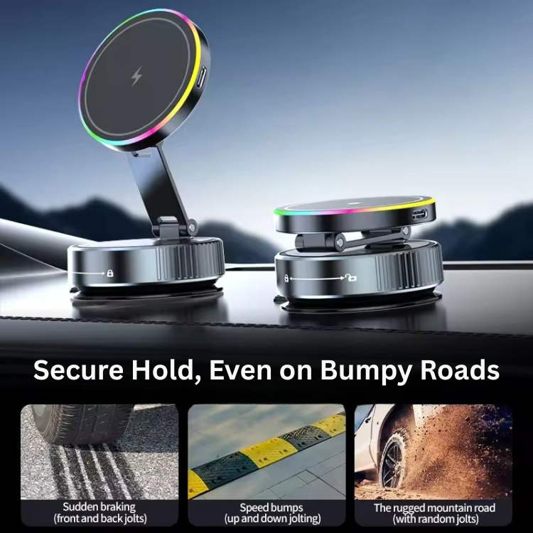 Car Phone Mount Magnetic 15W Wireless Suction Cup