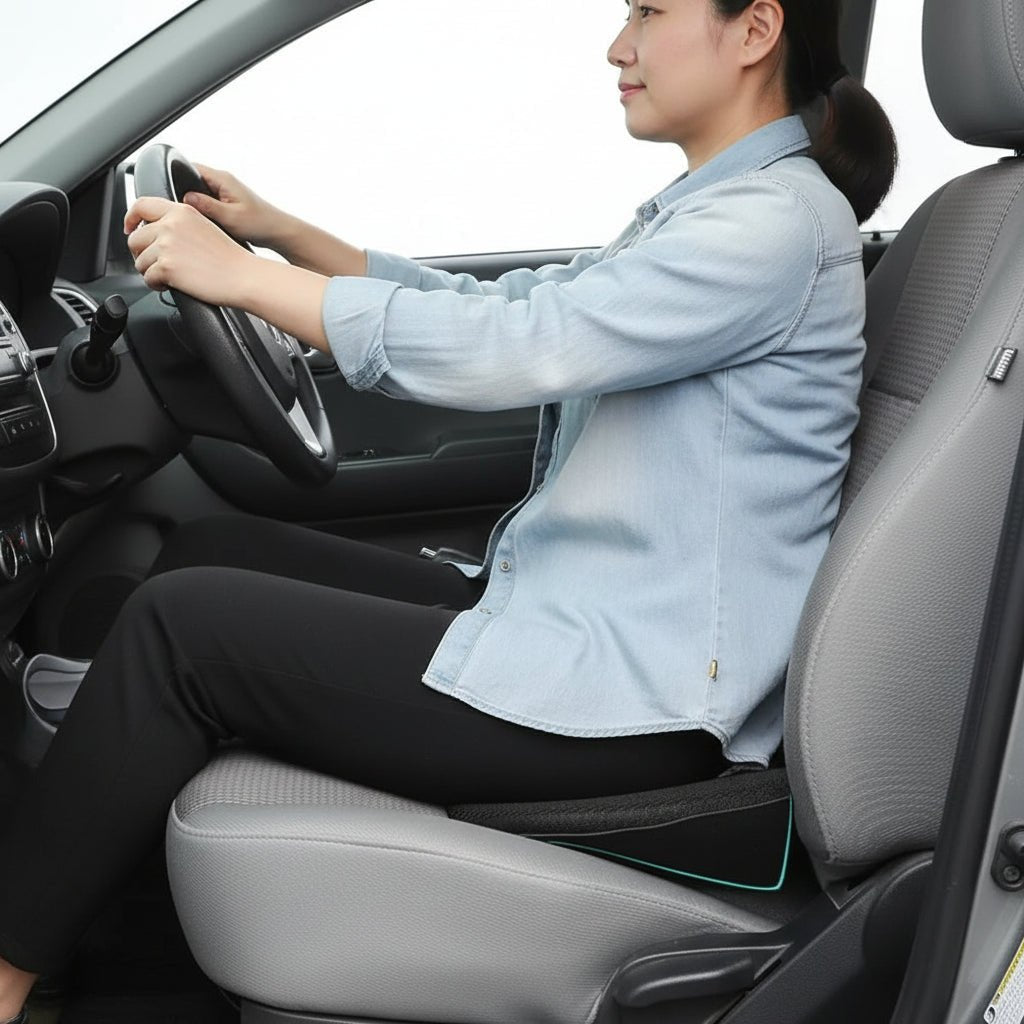 Car Seat Cushion Memory Foam Ergonomic Support Removable Cover