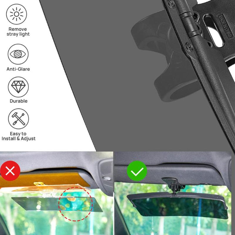Car Sun Visor Extension Polarized Clip-On 180 Degree Swivel