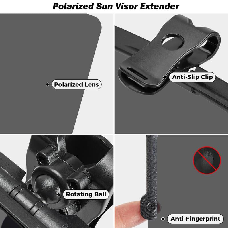 Car Sun Visor Extension Polarized Clip-On 180 Degree Swivel