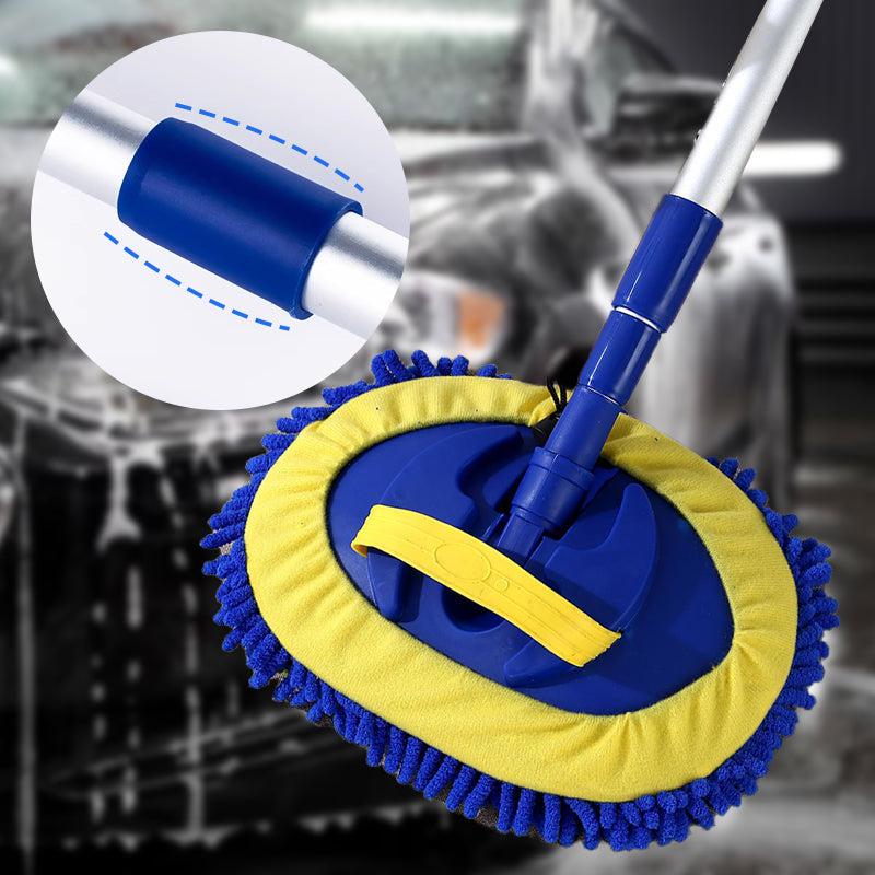 Car Wash Brush Telescopic Twist-Lock Handle & Rotating Microfiber Head