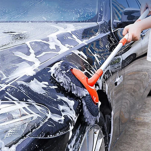 Car Wash Mop Telescopic Aluminum Double-Layer Microfiber Rotating Head