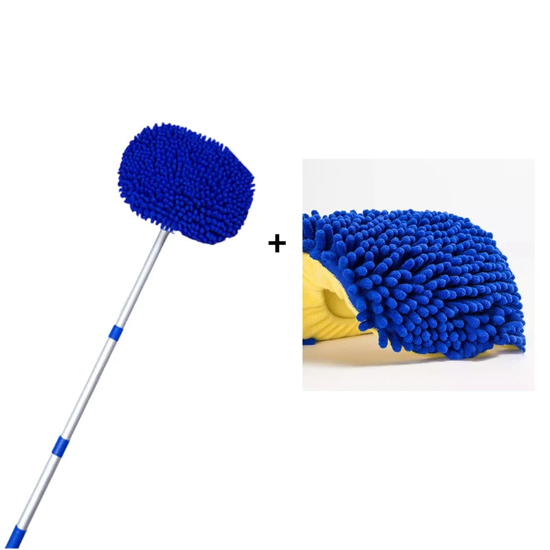 Car Wash Mop Telescopic Aluminum Handle Microfiber Head