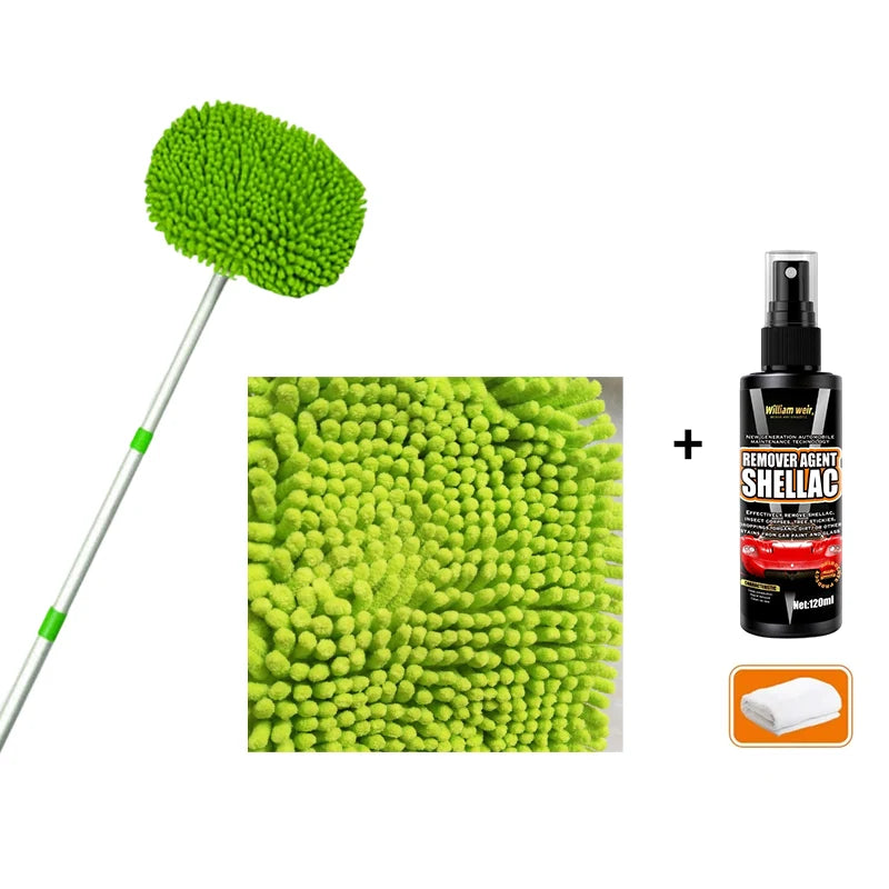 Car Wash Mop Telescopic Aluminum Handle Microfiber Head