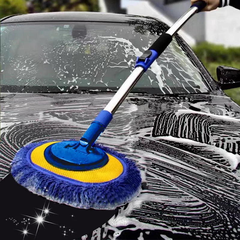 Car Wash Mop Telescopic Aluminum Handle Microfiber Head