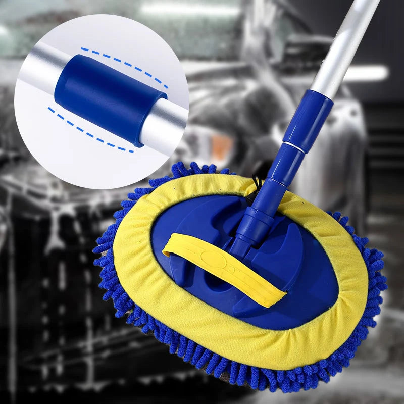 Car Wash Mop Telescopic Aluminum Handle Microfiber Head