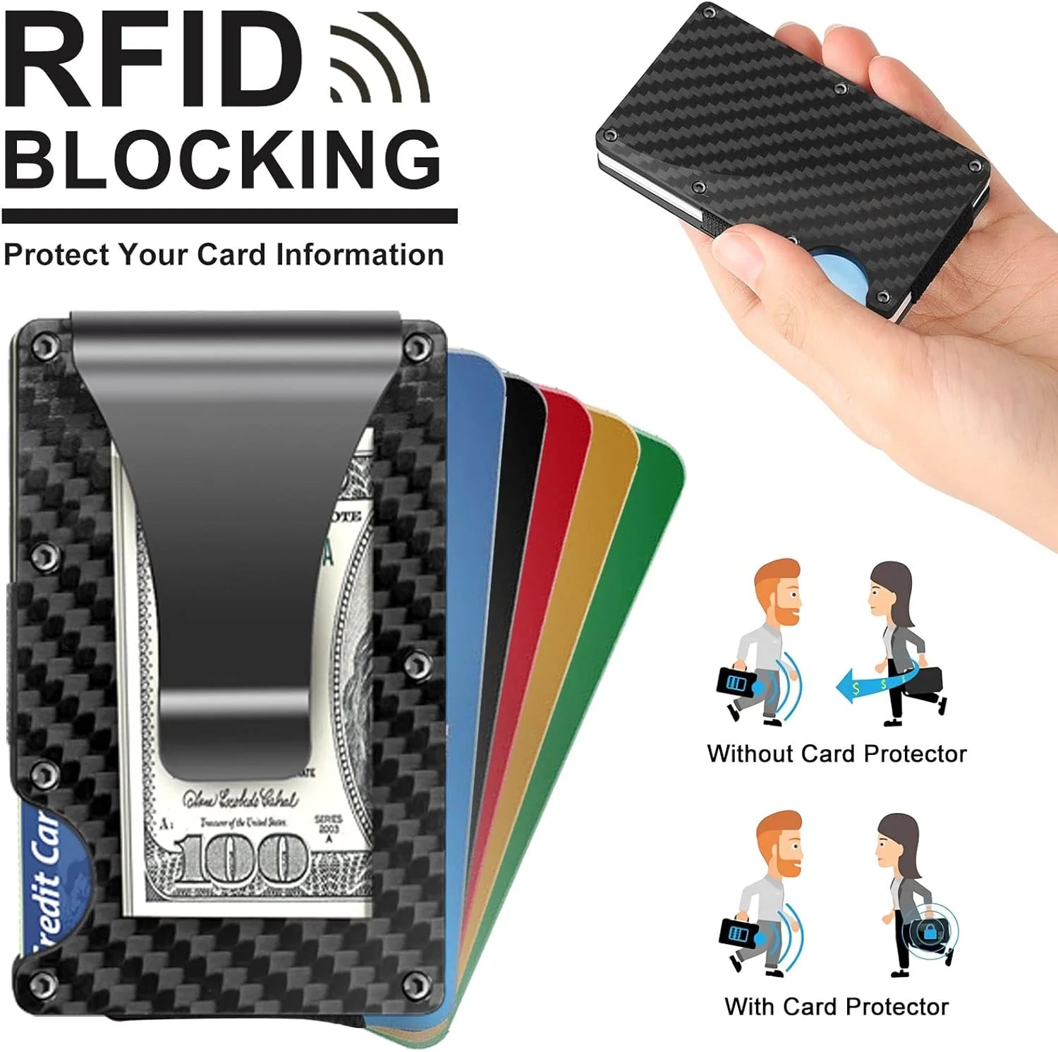 Card Holder Aluminum Frame RFID Money Clip