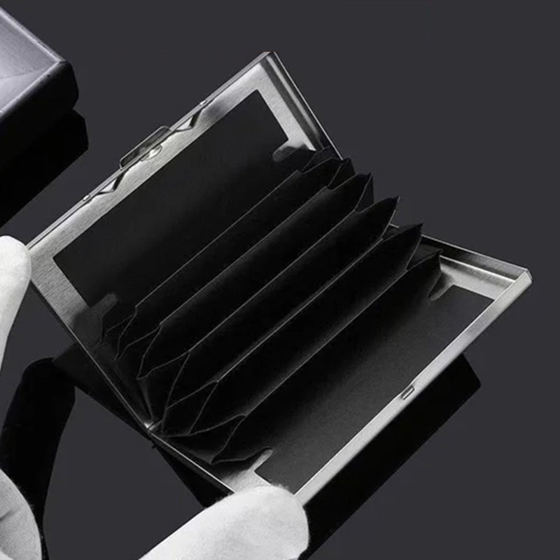 Card Holder Metal RFID-Blocking Slim Holds Six Cards