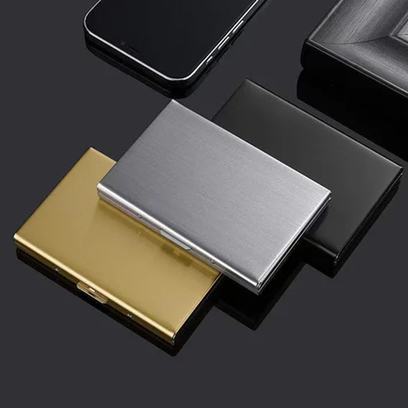 Card Holder Metal RFID-Blocking Slim Holds Six Cards