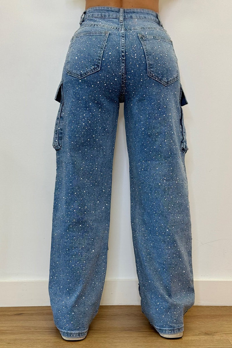 Cargo Jeans Y2K Patchwork High-Rise Wide-Leg