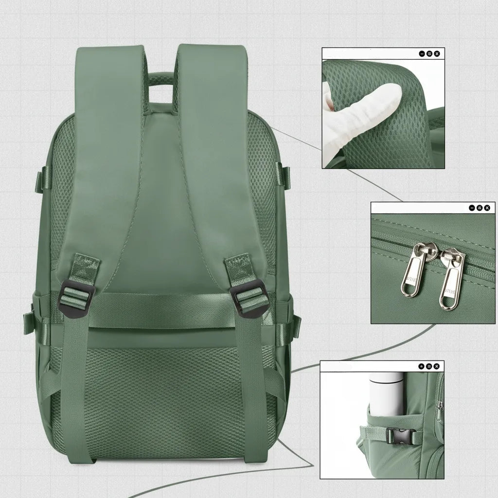 Carry-On Backpack Airline-Compliant Padded Laptop & Shoe Compartment