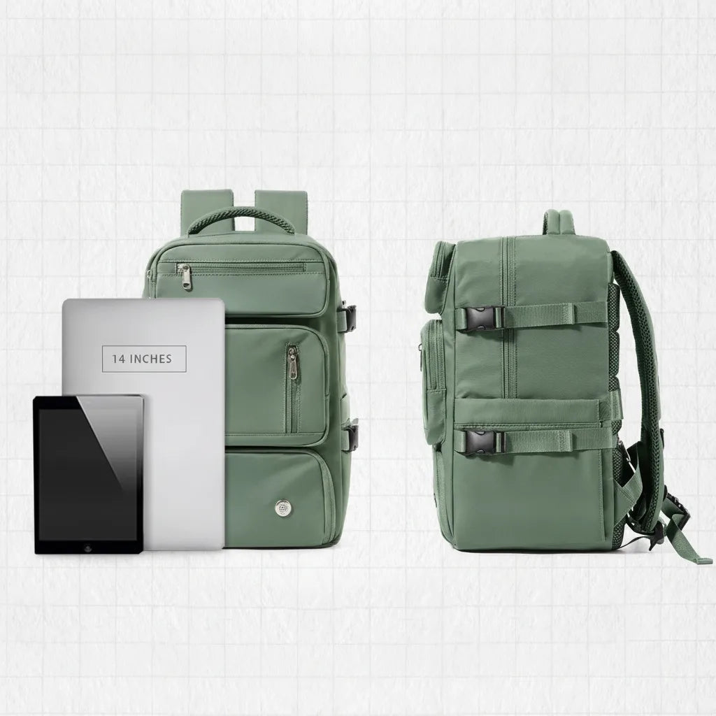 Carry-On Backpack Airline-Compliant Padded Laptop & Shoe Compartment