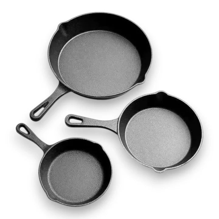 Cast Iron Pan Set Even Heat Oven & Induction