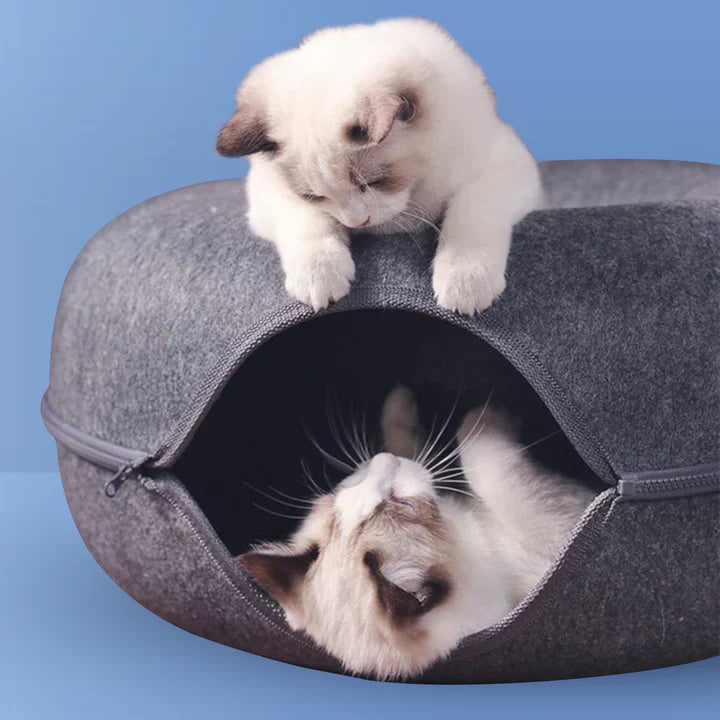 Cat Bed Donut-Shaped Durable Felt & Elevated Sides