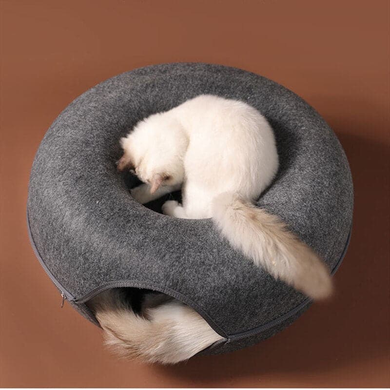 Cat Bed Donut-Shaped Durable Felt & Elevated Sides