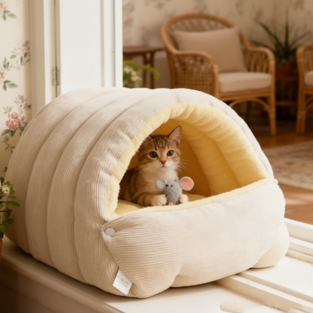 Cat Cave Corduroy Cover Arctic Fleece Lining