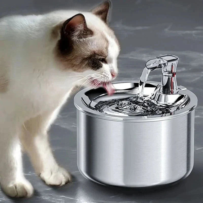 Cat Fountain Motion-Activated Stainless Steel 4-Stage Filtration 2.1L