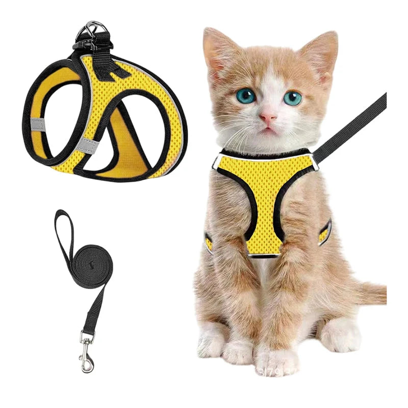 Cat Harness Breathable Mesh Reflective Adjustable Velcro