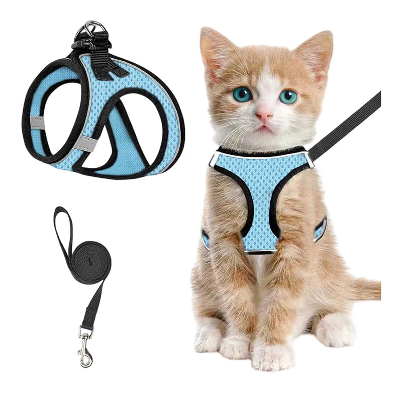 Cat Harness Breathable Mesh Reflective Adjustable Velcro
