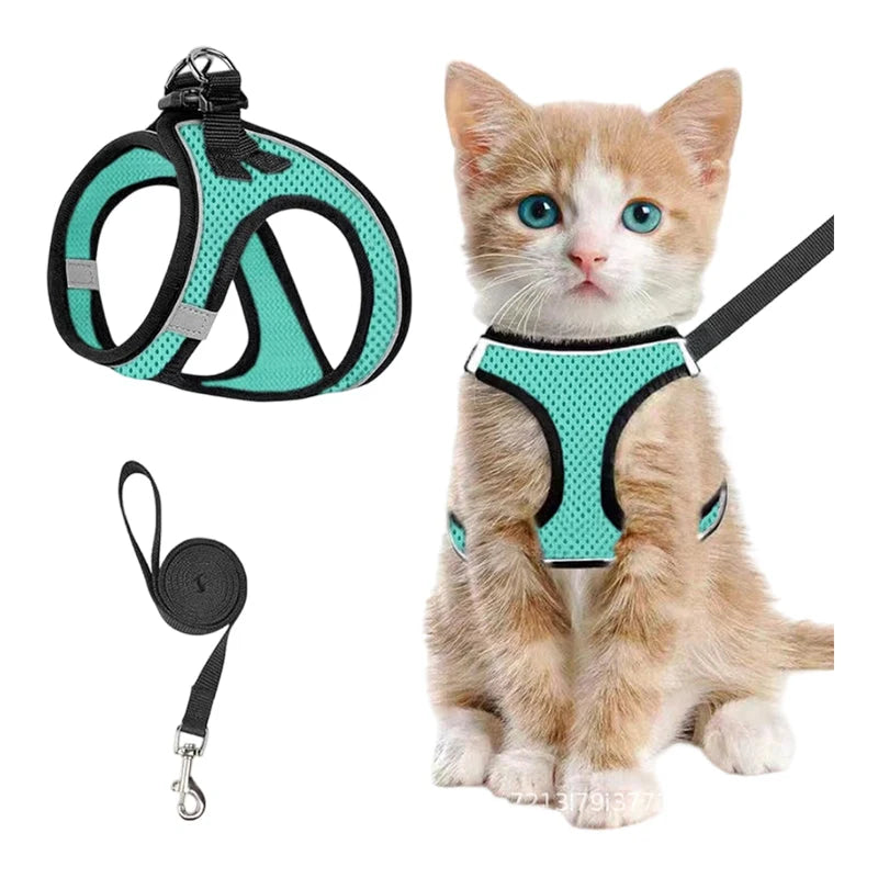 Cat Harness Breathable Mesh Reflective Adjustable Velcro