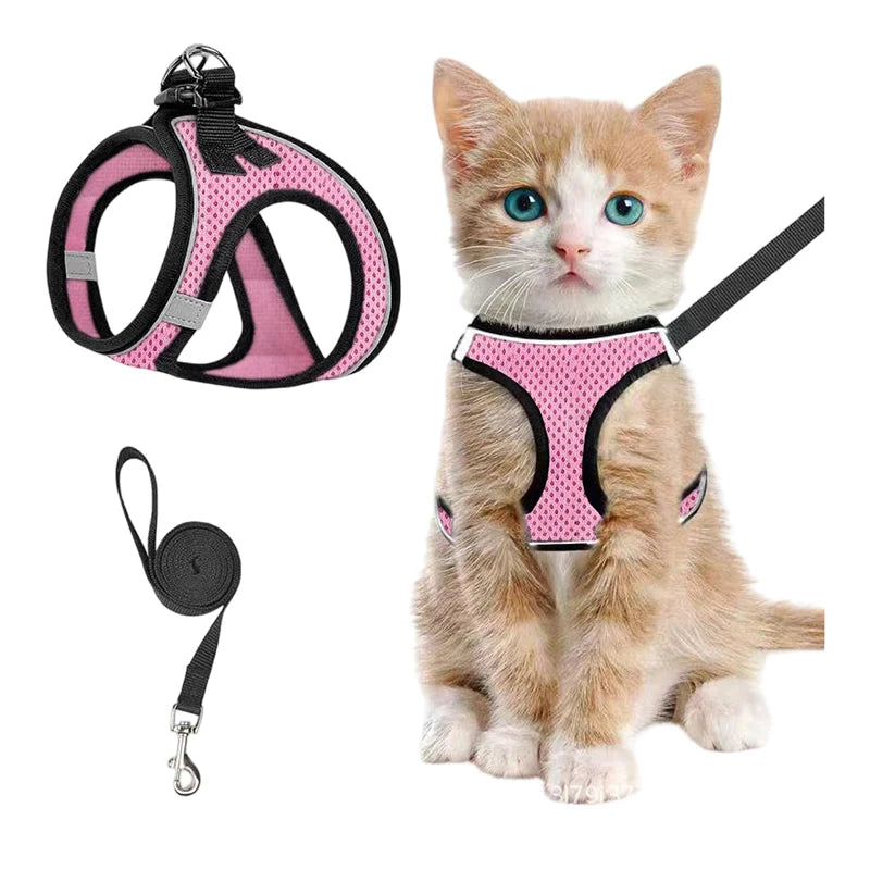 Cat Harness Breathable Mesh Reflective Adjustable Velcro
