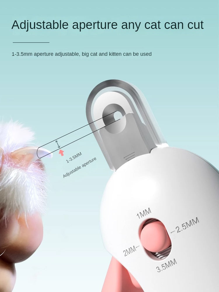 Cat Nail Clipper Adjustable Opening Splash Guard & Hidden File