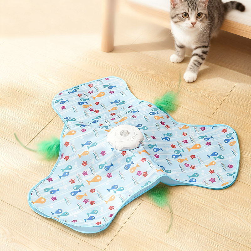 Cat Play Mat Hidden Feather & Rechargeable Battery