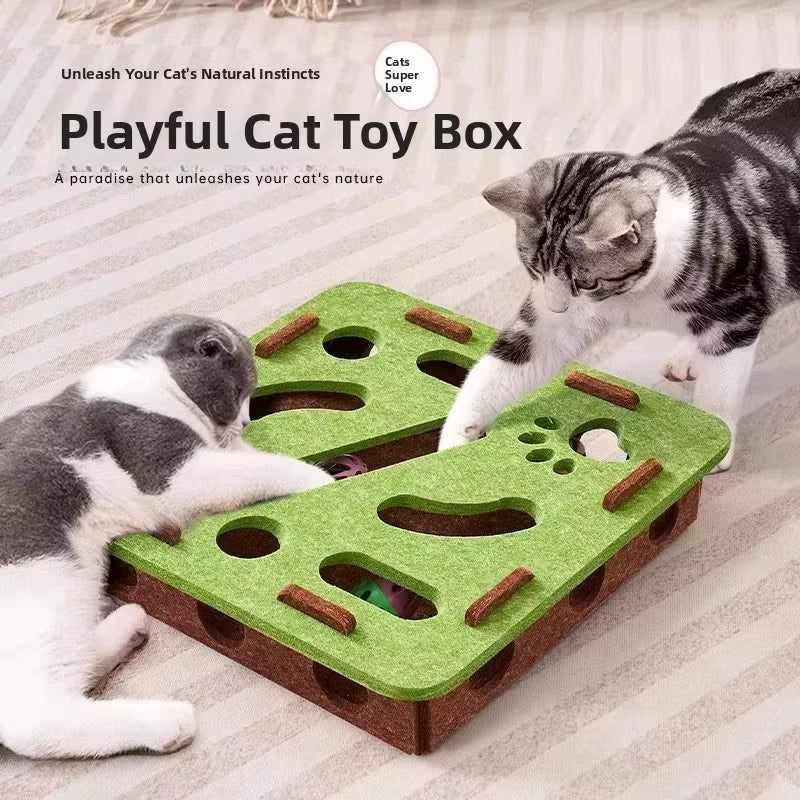 Cat Puzzle Toy Soft Felt & Paw-Safe Openings