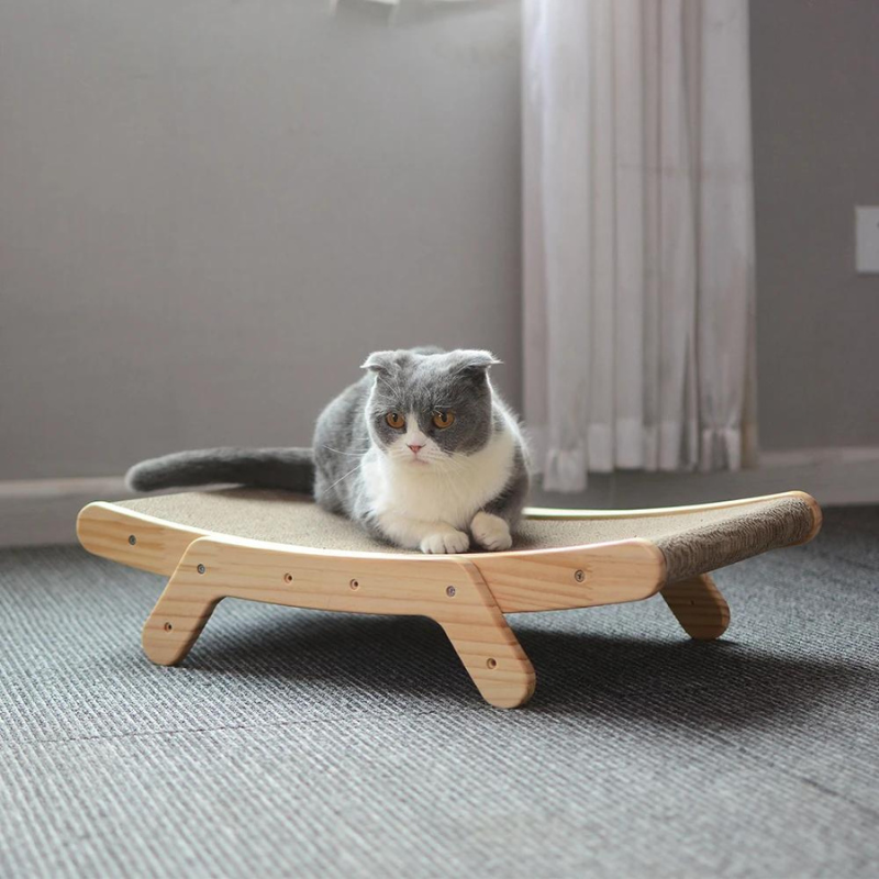 Cat Scratching Bed Wooden Frame & Replaceable Corrugated Mat