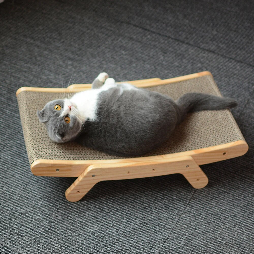 Cat Scratching Bed Wooden Frame & Replaceable Corrugated Mat