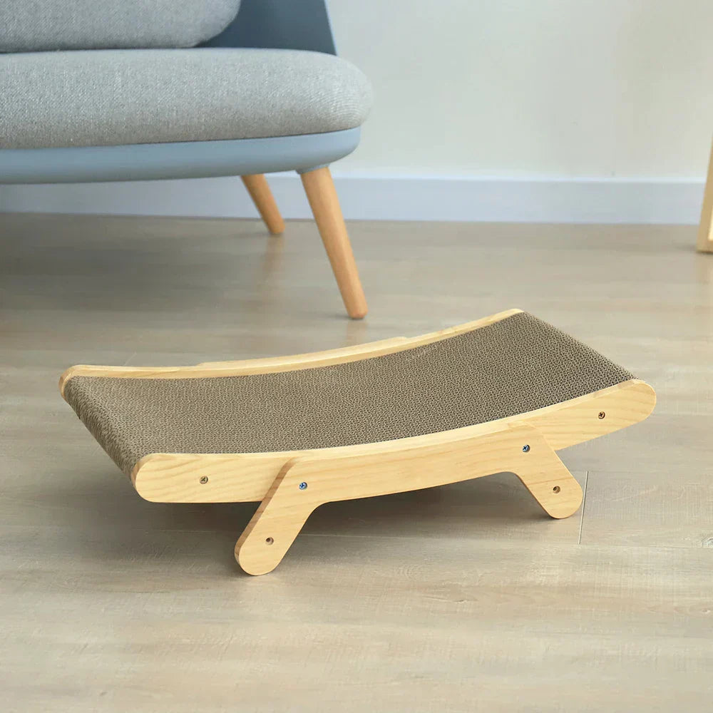 Cat Scratching Bed Wooden Frame & Replaceable Corrugated Mat