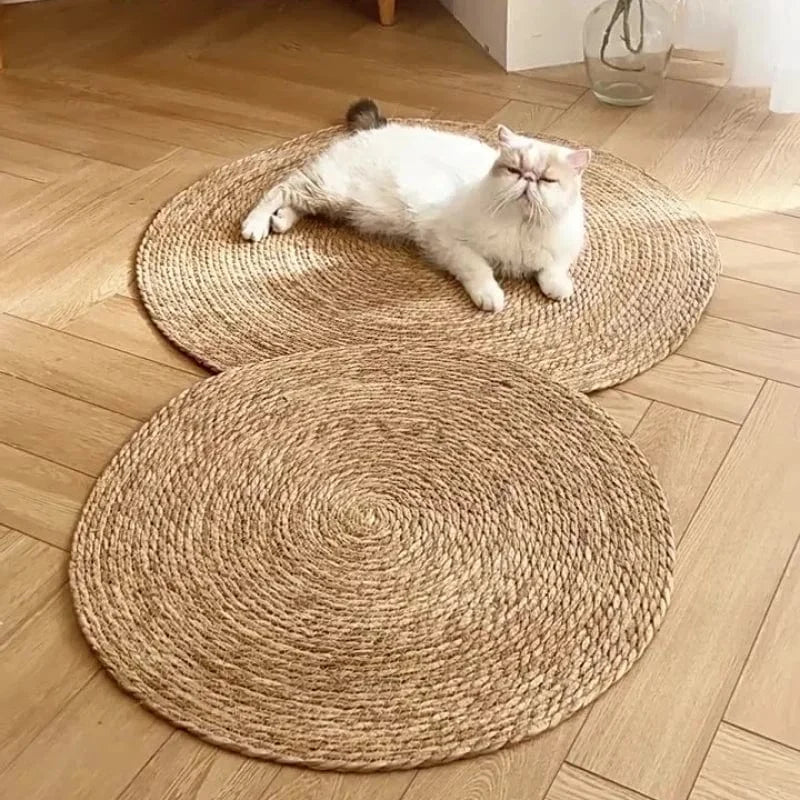 Cat Scratching Mat Braided Jute Durable & Space-Saving