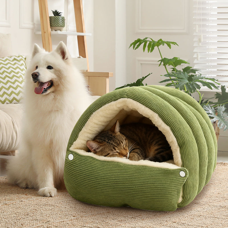 Cat & Small Dog Bed Semi-Enclosed Heat-Retaining Adjustable Entrance