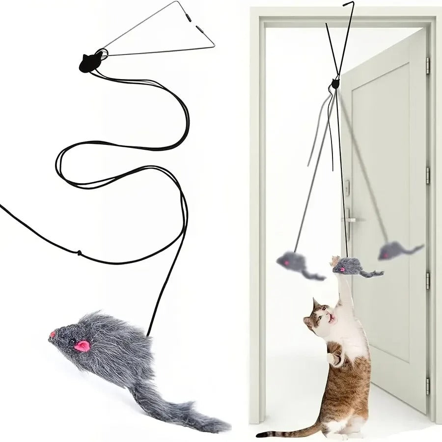Cat Toy Door-Mounted Elastic Mouse Adjustable Buckle