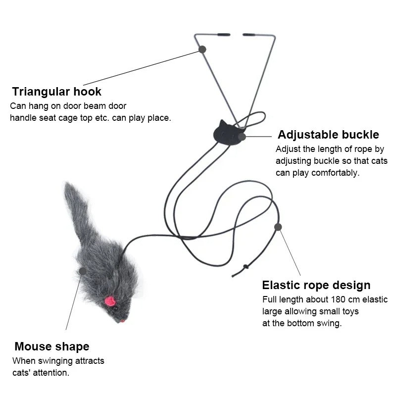 Cat Toy Door-Mounted Elastic Mouse Adjustable Buckle