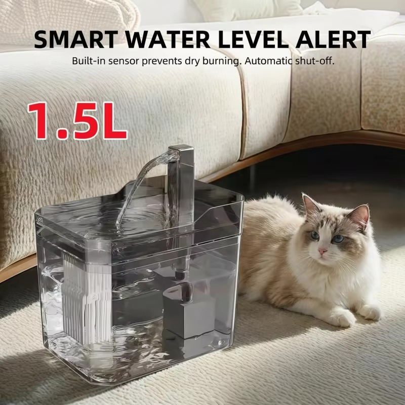 Cat Water Fountain Ultra-Quiet Pump Transparent Reservoir
