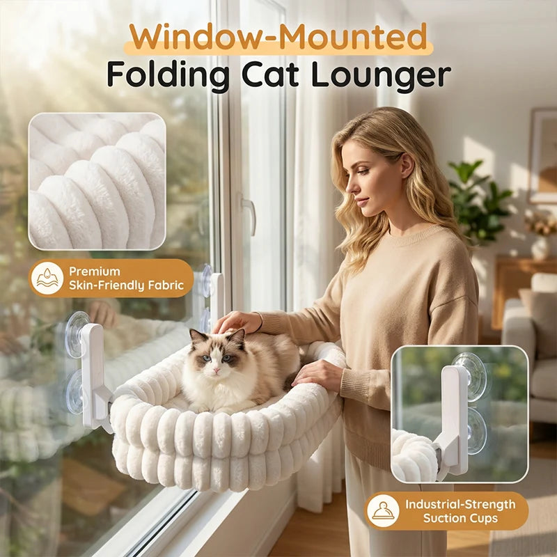 Cat Window Perch Suction-Cup Foldable Removable Plush Cover