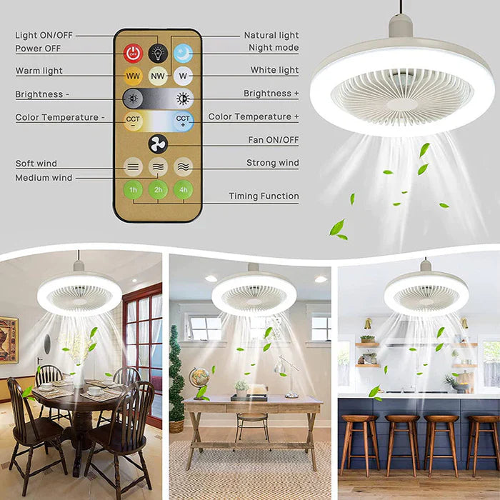 Ceiling Fan Light Screw-In E27 Remote & Dimmer